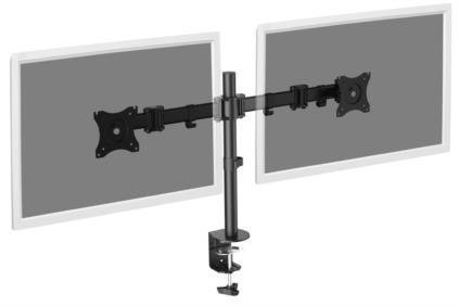 Stojak biurkowy podwójny z zaciskiem DIGITUS, 2xLCD, max. 27&quot;, max. 8kg, uchylno-obrotowy 360° PIVOT