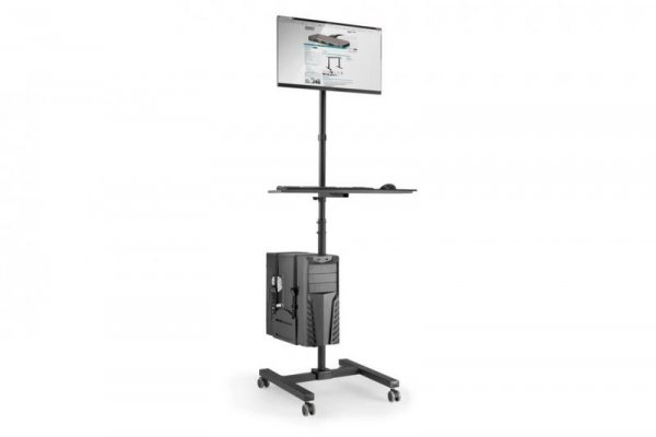 Stojak - mobilna stacja robocza DIGITUS 1xLCD max.32&quot; max.8kg + klawiatura + PC max.10kg, uchyl.-obrot.