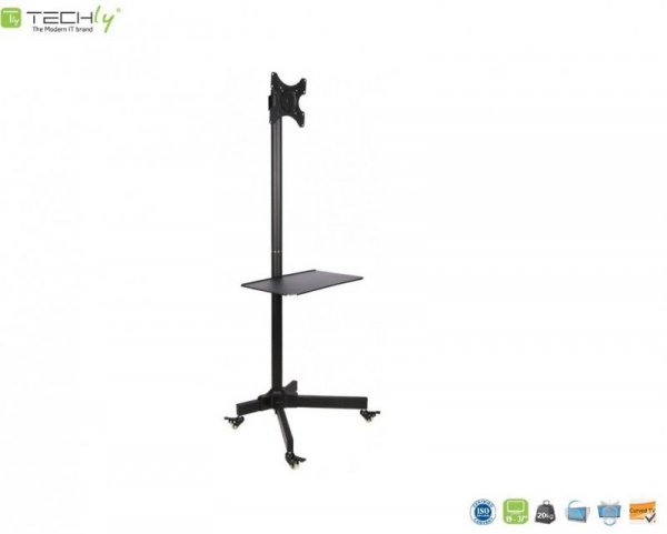 Stojak mobilny Techly 19&quot;-37&quot;, 20kg regulowany, z półką