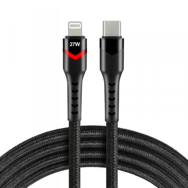 Kabel USB-C -&gt; Lightning everActive CBB-1CIR 1m 27W RGB LED czarny