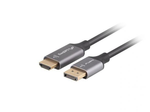 Kabel adapter Lanberg Displayport (M) -&gt; HDMI (M) 1M 4K czarno-srebrny