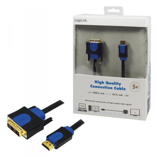 Kabel adapter LogiLink CHB3105 HDMI &gt; DVI, 5m