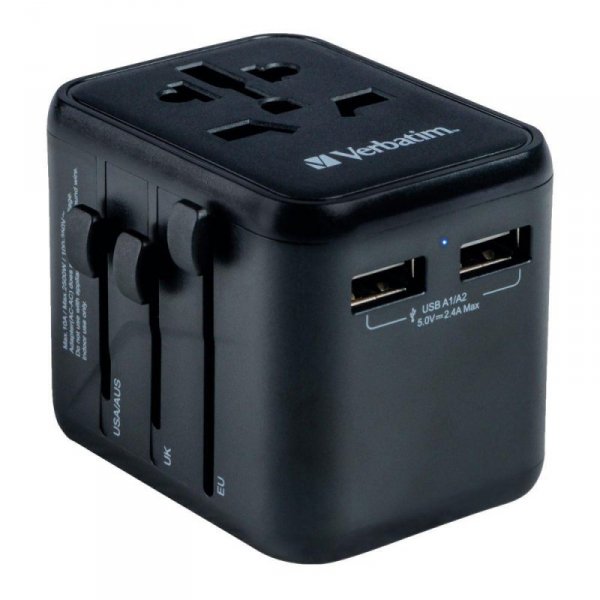 Adapter podróżny Verbatim UTA-01 globalny 2xUSB 12W
