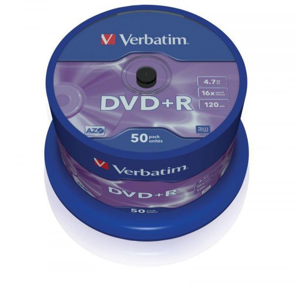 Płyty DVD+R Verbatim 16x 4.7GB Matt Silver (Cake 50)