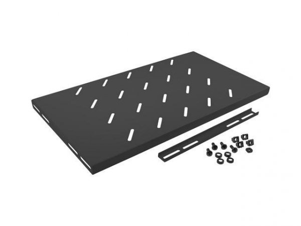 Półka do szaf 19&quot; 450mm czarna Lanberg (1U/486x270mm udźwig do 120kg, montaż 4-punktowy)
