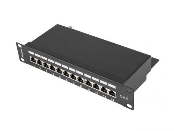 Patch panel Lanberg PPF6-9012-B 12 port 1U 10&quot; kat.6 ekranowany czarny