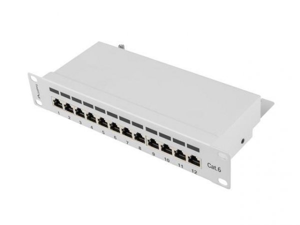 Patch panel Lanberg PPF6-9012-S 12 port 1U 10&quot; kat.6 ekranowany szary