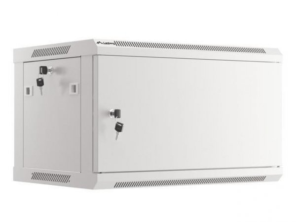 Szafa instalacyjna Rack wisząca 19&quot; 6U 600x450 szara drzwi metalowe Lanberg (flat pack)