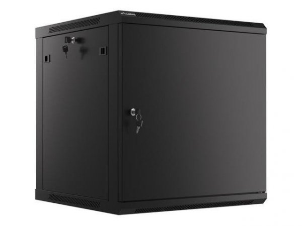 Szafa instalacyjna Rack wisząca 19&quot; 12U 600x600 czarna drzwi metalowe Lanberg (flat pack)