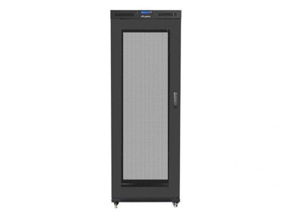 Szafa instalacyjna Rack stojąca 19&quot; 27U 800x1000 Drzwi Perforowane czarna Lanberg (flat pack) LCD