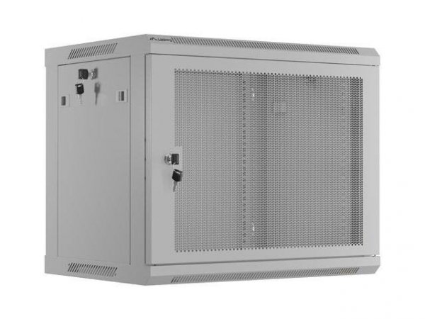 Szafa instalacyjna Lanberg rack wisząca 19&quot; 9U 600x450 drzwi perforowane szara (flat pack)