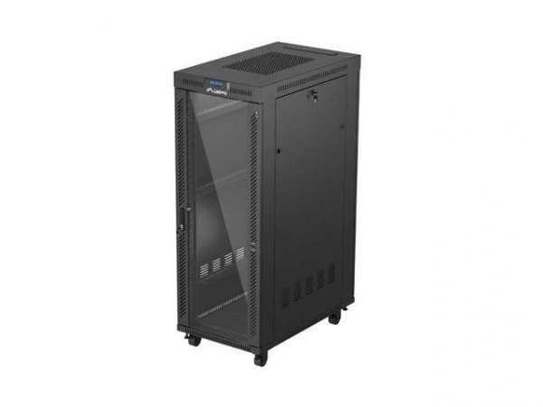 Szafa instalacyjna Rack Lanberg stojąca 19&quot; 32U 600x1000 czarna drzwi przeszklone LCD (flat pack)