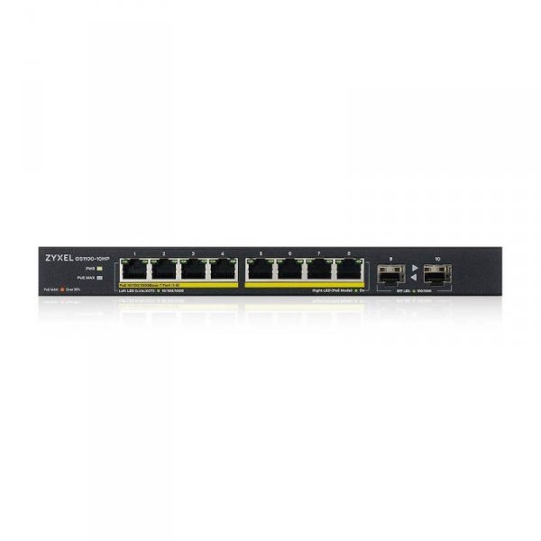 Switch niezarzadzalny Zyxel GS1100-10HP v2 8x100/1000Mbps 2xSFP PoE