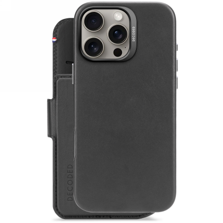 Decoded Leather Detachable Wallet - skórzana obudowa ochronna do iPhone 16 Pro Max kompatybilna z MagSafe (black)