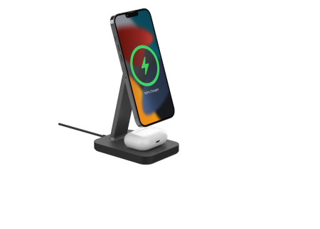 Mophie Snap+ charging stand pad - stojąca ładowarka bezprzewodowa do dwóch urządzeń kompatybilna z MagSafe 15W (black)