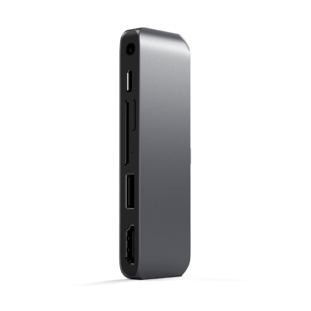 Satechi Hub - Hub do urządzeń mobilnych USB-C (USB-C 60W, 4K HDMI, USB-A, czytnik kart micro/SD, jack port) (space gray)