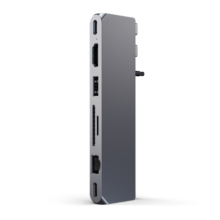 Satechi Pro Hub max - aluminiowy Hub z podwójnym USB-C do MacBook (2x USB-C, USB-A, 4K HDMI, czytnik kart micro/SD, Ethernet, ja