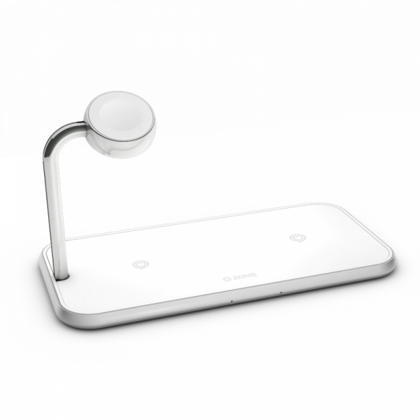 ZENS Dual+Watch - aluminiowa ładowarka bezprzewodowa do dwóch urządzeń oraz Apple Watch (white) [go]