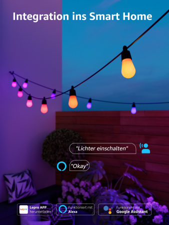 Lepro 15M ZB1 AI Outdoor String Lights - inteligentne wielokolorowe lampki zewnętrzne (15 metrów)