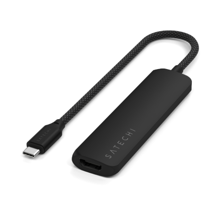 Satechi 4-in-1 USB-C Slim Multiport Adapter 4K - aluminiowy adapter do urządzeń mobilnych USB-C (USB-C, 4K HDMI, 2x USB-A) (blac