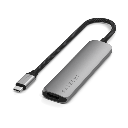 Satechi 4-in-1 USB-C Slim Multiport Adapter 4K - aluminiowy adapter do urządzeń mobilnych USB-C (USB-C, 4K HDMI, 2x USB-A) (spac