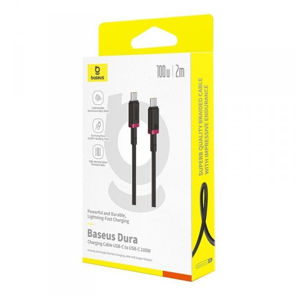 Kabel Baseus Dura Typ C-Typ C 100W 2m (czerwono-czarny)