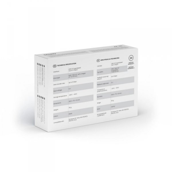SAVIO ZEWNĘTRZNA OBUDOWA NA DYSK HDD/SDD 2,5&quot;, USB 3.0, AK-65