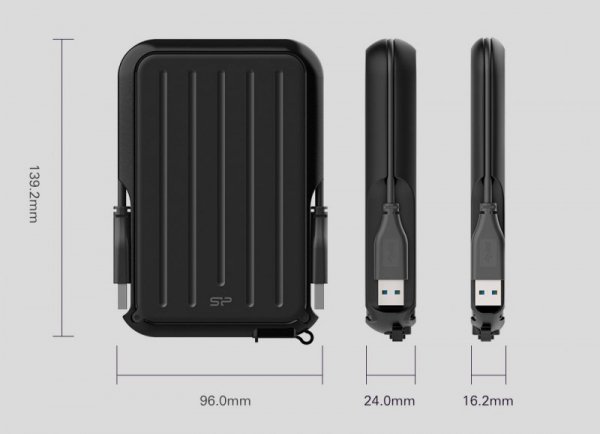 Dysk zewnętrzny HDD Silicon Power Armor A66 (2TB; 2,5&quot;; USB 3.2; Blue; SP020TBPHD66SS3B)
