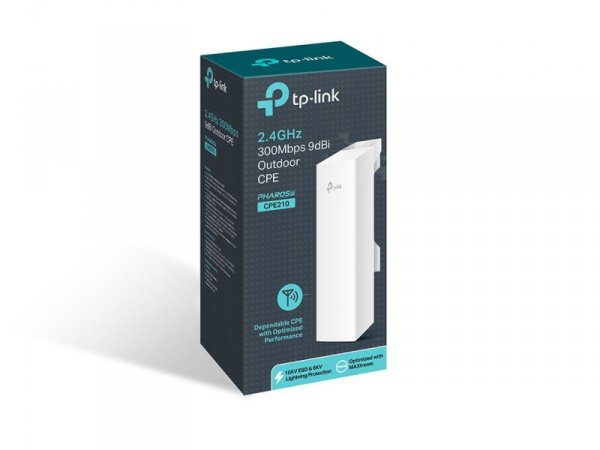 Access Point TP-LINK CPE210 OUTDOOR  (11 Mb/s - 802.11b, 150 Mb/s - 802.11n, 300 Mb/s - 802.11n, 54 Mb/s - 802.11g)