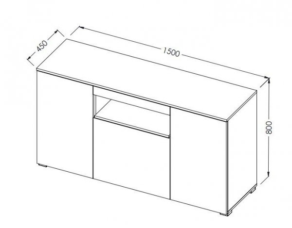 Komoda VIVA 150 czarny/ czarny połysk+ biały