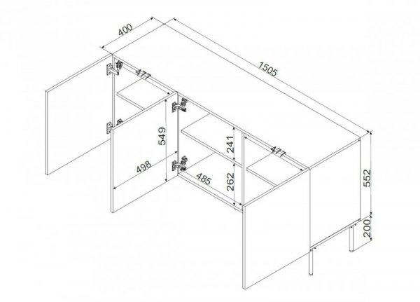 Komoda 3D PALAZZO BIS 151x40x75 biały mat