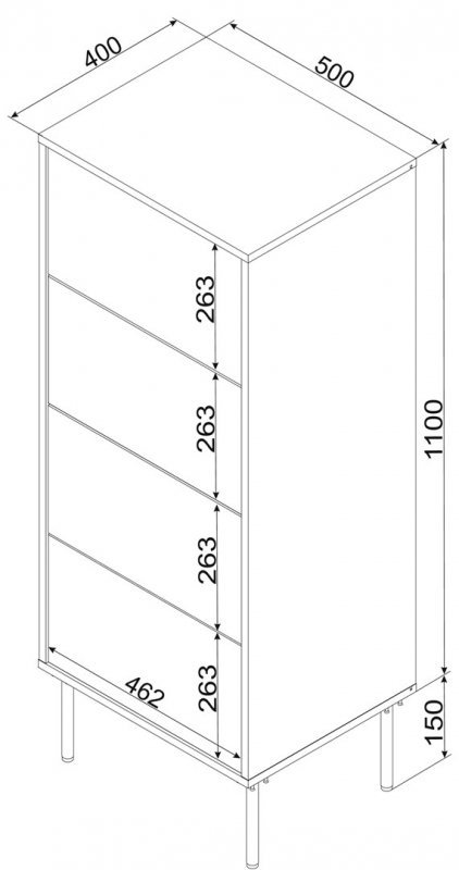 Komoda 4S TRESSE 50x40x125 kaszmir mat