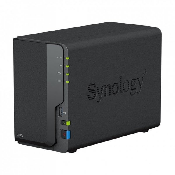 NAS Synology DS223; Tower; 2x (3.5&quot; SATA HDD)/2.5&quot; HDD SSD); Realtek RTD1619B;,2GB DDR4, 1x 1GbE RJ-45