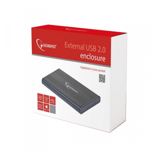 Obudowa GEMBIRD EE2-U2S-5 (2.5&quot;; USB 2.0; Aluminium; kolor czarny)