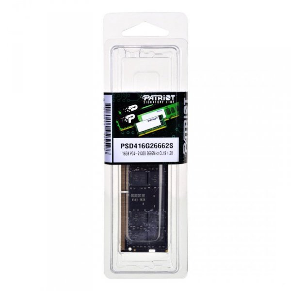 Pamięć RAM Patriot Memory Signature PSD416G26662S (DDR4 SO-DIMM; 1 x 16 GB; 2666 MHz; CL19)
