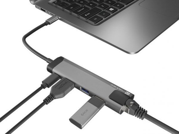 NATEC MULTIPORT FOWLER GO USB-C -&gt; HUB USB 3.0 X2, HDMI 4K, USB-C PD, RJ45 NMP-1985