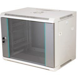 Q-LANTEC Szafa rack wisząca 19&quot; 9U 600x450, drzwi szklane, kolor szary