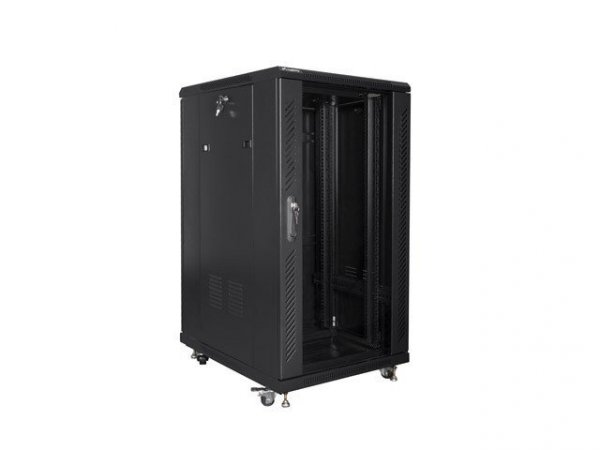Szafa rack Lanberg FF01-6822-12B (22U; 19&#039;&#039;; 1160 mm / 600mm / 800 mm; stojąca; Szklane; 800 kg; kolor czarny)