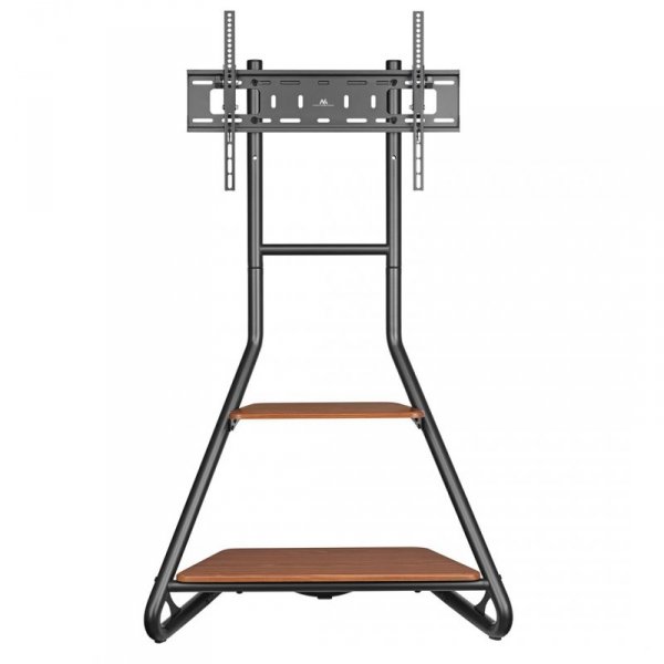 MACLEAN UCHWYT WOLNOSTOJĄCY POD TV / NAROŻNY, W STYLU BAUHAUS, DWUPOZIOMOWE DREWNIANE PÓŁKI 40KG MAX 37-75&#039;&#039; MC-455