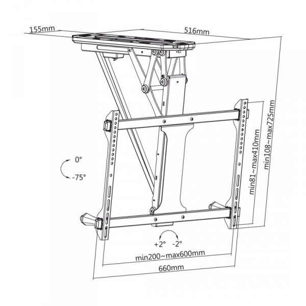 MACLEAN UCHWYT DO TV ELEKTRYCZNY SUFITOWY 32&quot;-70&quot; 35KG MC-880T