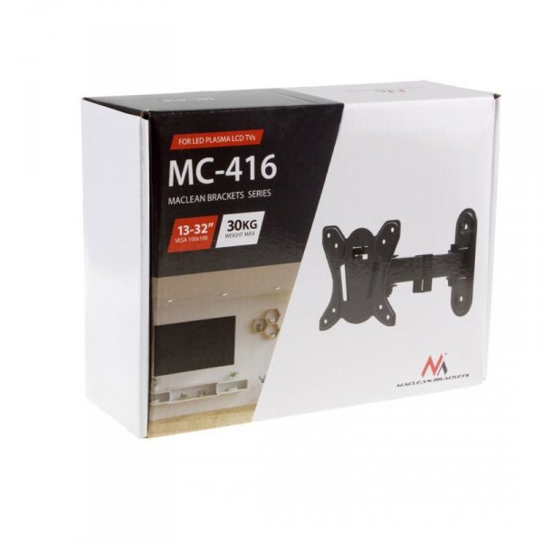 MACLEAN UCHWYT DO TELEWIZORA LUB MONITORA MAX. VESA 100X100, 13-32&quot;, 30KG, CZARNY MC-416
