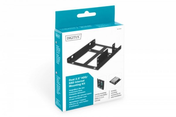 Digitus Ramka montażowa/Adapter SSD/HDD 2x 2.5&quot; do 3.5&quot; (ATA, SATA, SSD) metalowa ,zestaw, czarna