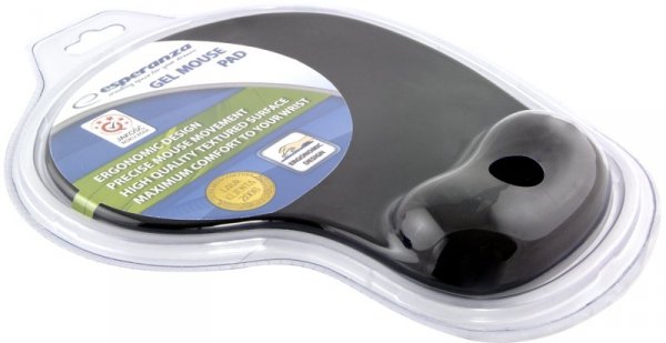 Esperanza PODKŁADKA POD MYSZ ŻELOWA EA137K CZARNA / wymiary 230x190mm /    grubość 20mm