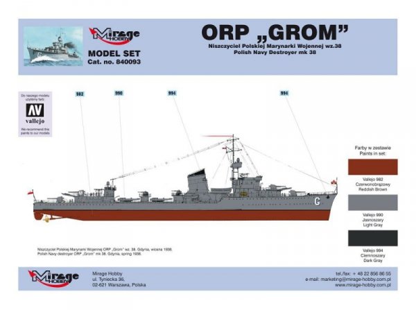 Mirage ORP &#039;Grom&#039; wz.38 [Polski Niszczyciel II WŚ]