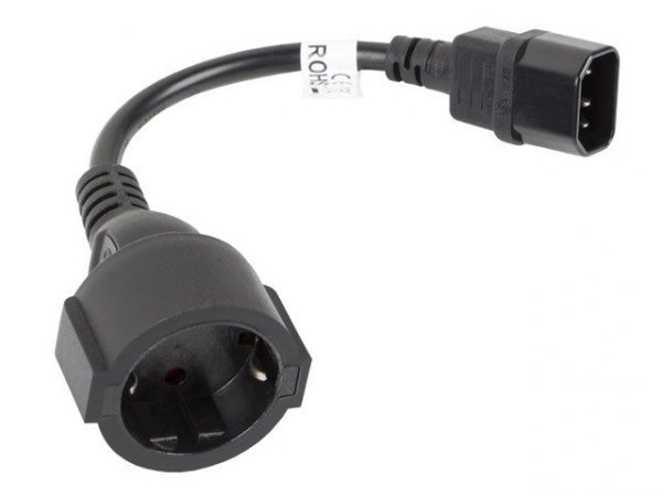 Lanberg Przedłużacz kabla zasilającego IEC 320 C14 - Schuko 20cm czarny