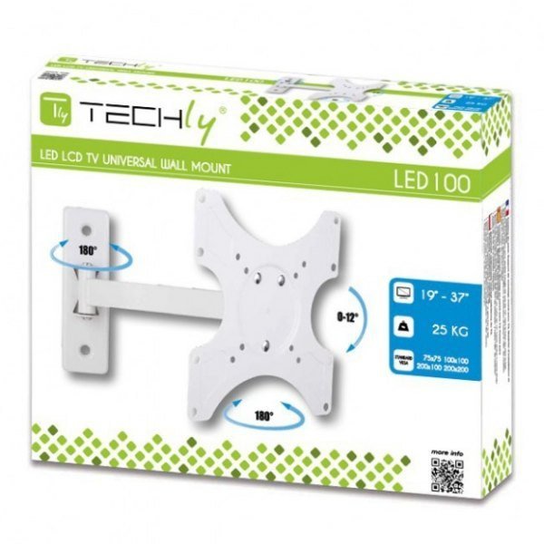 Techly Uchwyt ścienny LCD/LED 19-37cali 25kg regulowany, biały