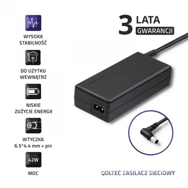 Qoltec Zasilacz do monitora Samsung | 42W | 14V | 3A | 6.5*4.4 |+ kabel zasilający