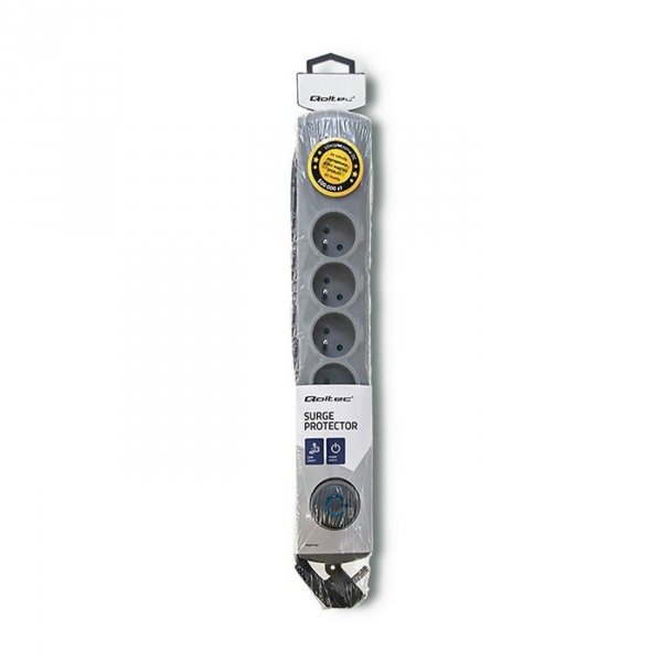 Qoltec Listwa antyprzepięciowa Quick Switch, 6 gniazd, 1,8m, szara