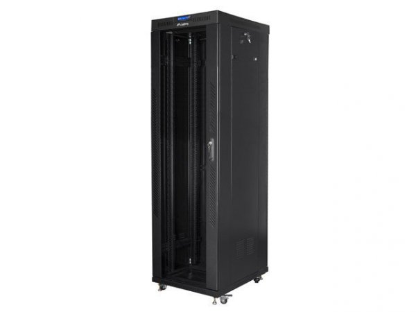 Lanberg Szafa instalacyjna rack stojąca 19 42U 600x800 czarna, drzwi szklane lcd (Flat pack)
