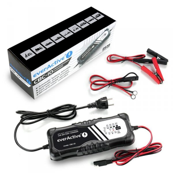 everActive Prostownik samochodowy do akumulatora 12V/24V automatyczny CBC10